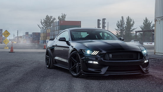 carro preto, ford mustang, shelby mustang, ford, ford mustang gt350, muscle car, HD papel de parede HD wallpaper
