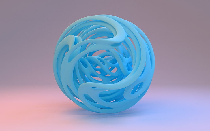 топка форма синьо-дизайн HD тапет, синя топка 3D тапет, HD тапет