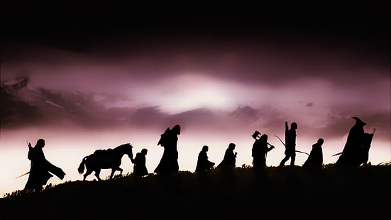 The Lord of the rings, silhouettes, the fellowship of the ring, HD wallpaper HD wallpaper