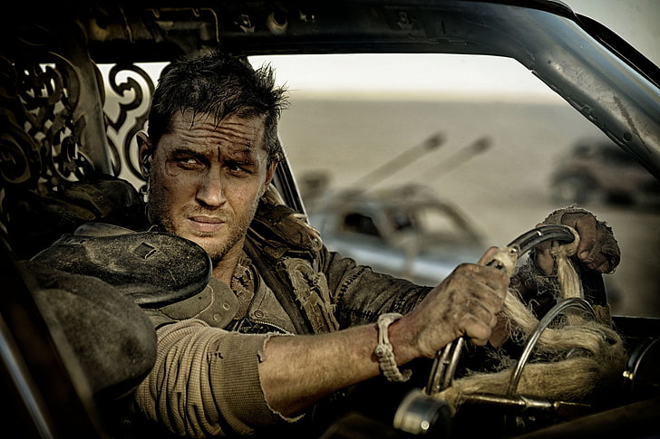 man wearing jacket while driving TV still screenshot, postapocalyptic, Tom Hardy, Mad Max, Fury Road, this moment, Road rage, HD wallpaper