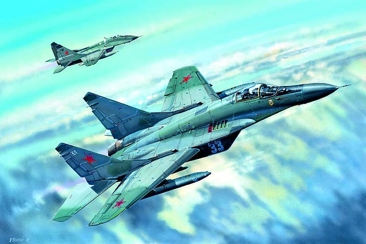 jet tempur, langit, awan, biru, putih, merah, bintang merah, komunisme, militer, angkatan udara, Mig-31B, Wallpaper HD