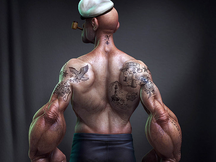 Popeye, tatuaje, Fondo de pantalla HD