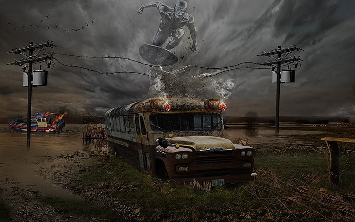 buses the darkness swamp adobe photoshop photo manipulation, HD wallpaper |  Wallpaperbetter