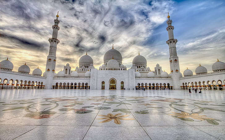 Красива гледка към джамията Шейх Зайед в Абу Даби Uae Desktop Wallpaper Hd 1920 × 1200, HD тапет