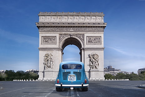 Arc de Triomphe, France, travel, car, monument, tourism, Paris, HD wallpaper HD wallpaper