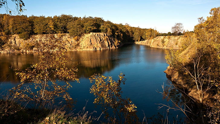 Есенно езеро HD Широкоекранен, езера, есен, езеро, широк екран, HD тапет