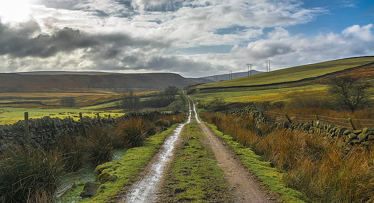 jalan, Inggris, Derbyshire, Peak District, Wallpaper HD