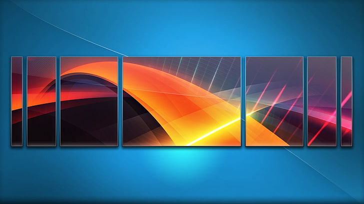 décoration murale orange, bleu, Fond d'écran HD