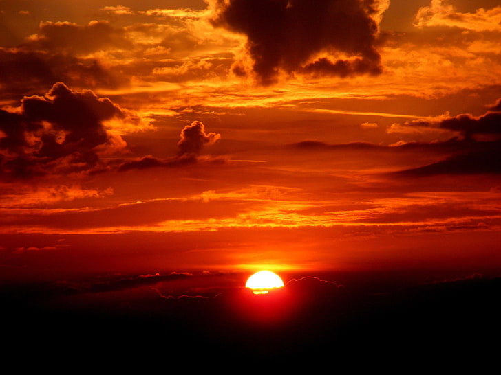 awan, berawan, senja, matahari sore, horison, alam, merah, langit, matahari, matahari terbenam, senja, gambar domain publik, Wallpaper HD