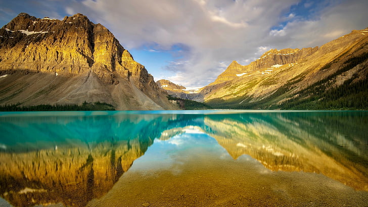 отражение, гора, гора, небо, озеро, горное озеро, национальный парк, отражение, горный хребет, альберта, ледниковое озеро, канада, лук озеро, национальный парк банф, спокойствие, HD обои