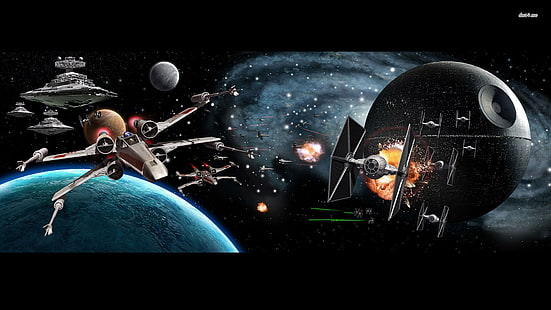 Guerra nas Estrelas, Estrela da Morte, Destruidor de Estrelas, Lutador de LAÇO, X-Wing, HD papel de parede HD wallpaper