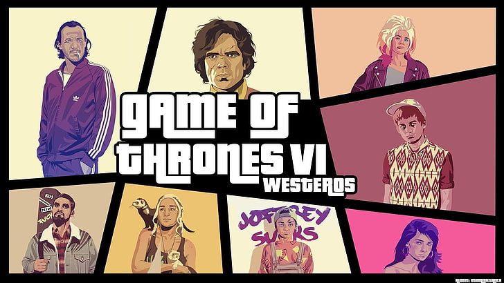 Game of Thrones VI Westeros illustration, Game of Thrones, Grand Theft Auto IV, Grand Theft Auto, crossover, parodia, mix up, gta 6, videojuegos, Fondo de pantalla HD