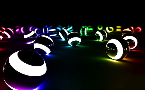 farbig sortiert kugel licht lot, kugel, leuchtend, abstrakt, bunt, digitale kunst, rendern, CGI, HD-Hintergrundbild HD wallpaper