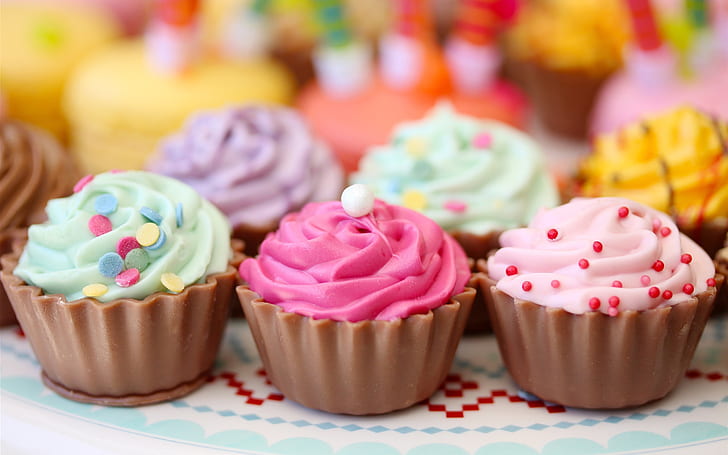 Coloridos pasteles de crema, pasteles, dulces, coloridos, crema, pasteles, pasteles, dulces, alimentos, Fondo de pantalla HD