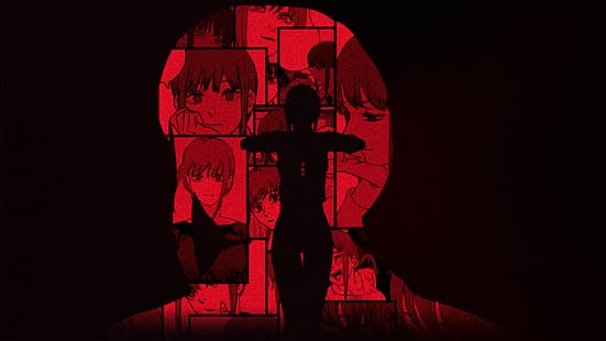 аниме, аниме девушки, Makima (Chainsaw Man), Бензопила, силуэт, HD обои HD wallpaper