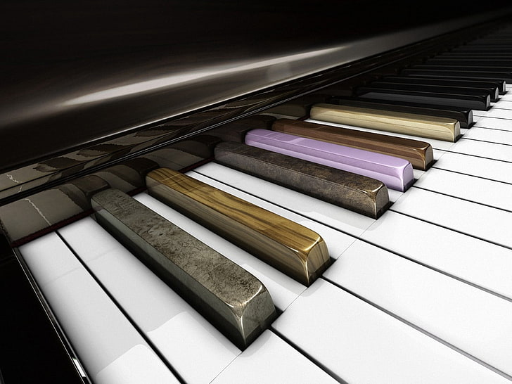 kunci piano, piano, alat musik, kunci, Wallpaper HD