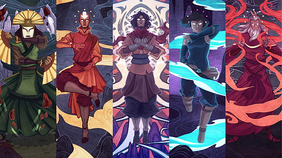 Avatar (Anime), Avatar: Die Legende von Korra, Aang (Avatar), Korra (Die Legende von Korra), Kyoshi (Avatar), Wan (Avatar), HD-Hintergrundbild HD wallpaper