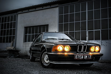 BMW E30 noir coupé, voiture, BMW, classique, noir, E24, 635i, Fond d'écran HD HD wallpaper