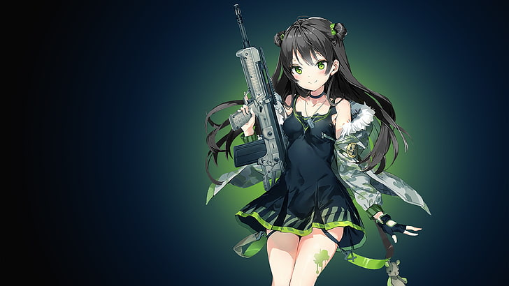 4K, Girls Frontline, Anime girl, Green, HD wallpaper