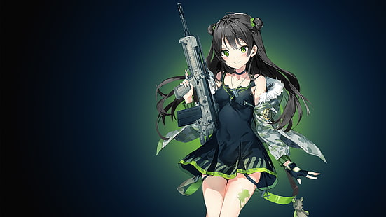 4K, Girls Frontline, Anime girl, Green, Tapety HD HD wallpaper