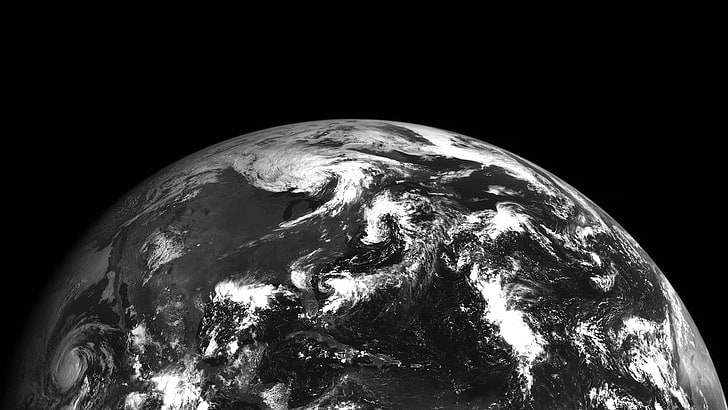 foto en escala de grises de la tierra, el espacio, Fondo de pantalla HD