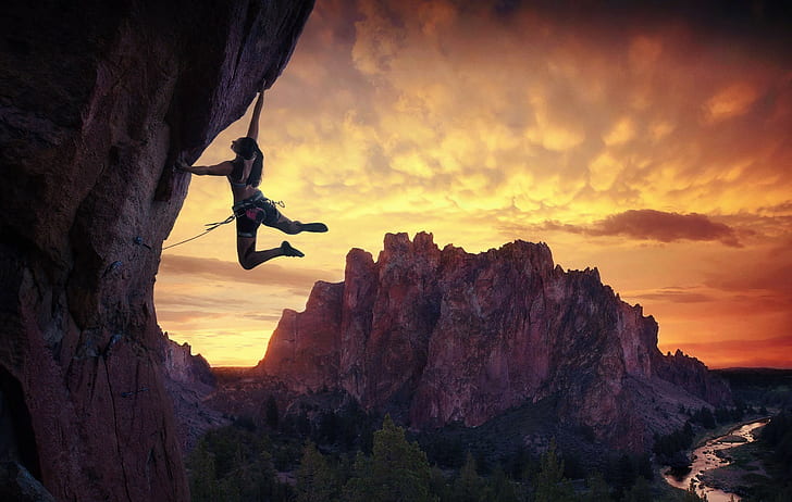 sports climbing landscape, HD wallpaper