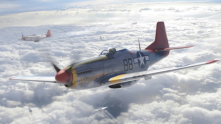 arte digitale, Mustang nordamericano P-51, aereo militare, Sfondo HD