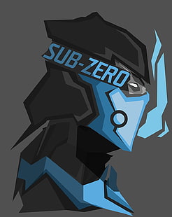 Ilustracja Sub Zero, Sub Zero, gry wideo, Mortal Kombat, szare tło, Tapety HD HD wallpaper