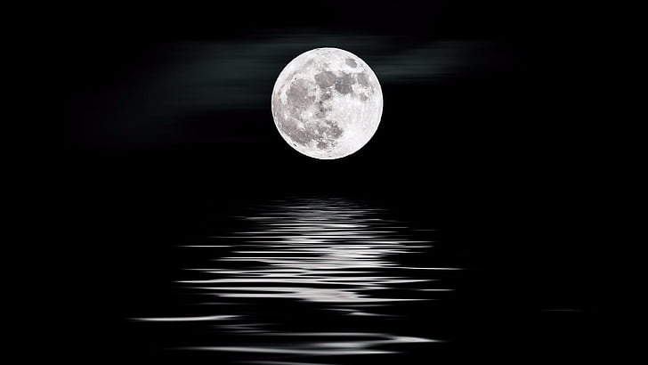 القمر العملاق ، ضوء القمر ، القمر ، البدر ، بحيرة تشينغهاي ، بحيرة المياه المالحة ، البحيرة المالحة ، الصين ، شينينغ ، آسيا ، تشينغهاي ، سماء الليل ، الليل ، انعكاس، خلفية HD