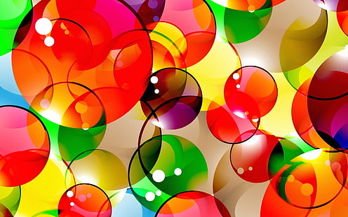 Abstract Colorful Bubbles, colors, bubbles, background, HD wallpaper HD wallpaper