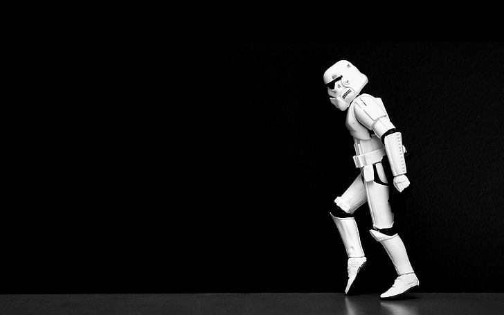 Stormtrooper Star Wars figura, stormtrooper, Star Wars, humor, baile, STAR WARS Battlefront GAME, moonwalk, fondo negro, juguetes, Fondo de pantalla HD