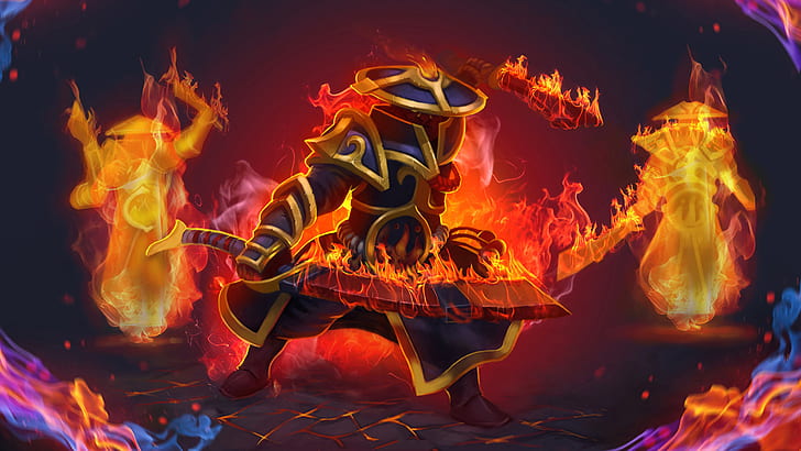 Dota 2 Character Game Ember Spirit Flame Guard Sword Fantasy Art Wallpaper Hd за работен плот 2560 × 1440, HD тапет