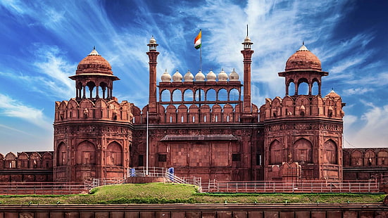 newdelhi, redfort, landmark, sky, historical, tourist attraction, red fort, ancient history, cloud, palace, monument, delhi, residence, tourism, india, asia, HD wallpaper HD wallpaper