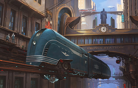 Science-Fiction, Fahrzeug, futuristisch, Lokomotive, Zug, HD-Hintergrundbild HD wallpaper