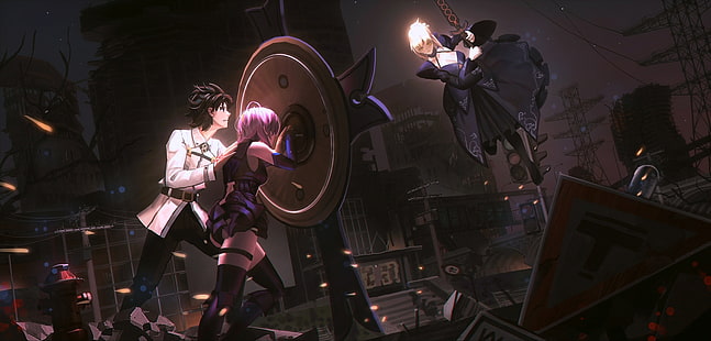 سلسلة القدر ، Fate / Grand Order ، Fujimaru Ritsuka (ذكر) ، Mashu Kyrielight ، Sabre Alter، خلفية HD HD wallpaper