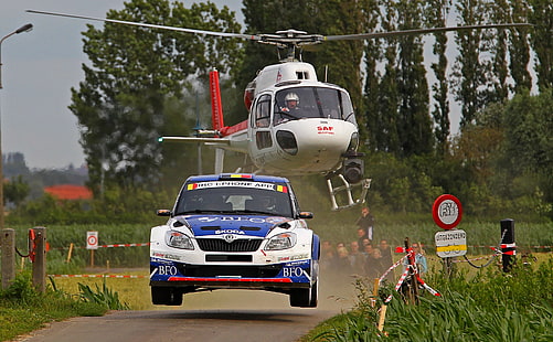 Auto, Sport, Machine, Speed, Helicopter, WRC, Rally, Skoda, Fabia, HD wallpaper HD wallpaper
