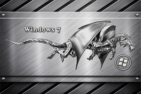 Win 7 Metal Dragon, Windows 7 digital tapet, Datorer, Windows 7, silver, HD tapet HD wallpaper