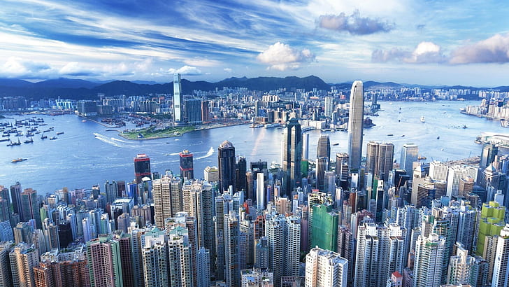 2560x1440 px建物都市の景観香港アニメデジモンHDアート、建物、香港、都市の景観、2560x1440 px、 HDデスクトップの壁紙