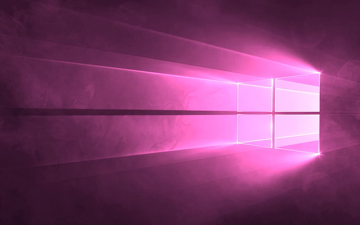 Windows 10, Microsoft Windows, ระบบปฏิบัติการ, โลโก้, ม่วงแดง, ชมพู, พื้นหลังสีชมพู, หน้าต่าง, วอลล์เปเปอร์ HD