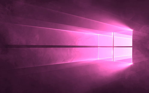 Windows 10, Microsoft Windows, ระบบปฏิบัติการ, โลโก้, ม่วงแดง, ชมพู, พื้นหลังสีชมพู, หน้าต่าง, วอลล์เปเปอร์ HD HD wallpaper