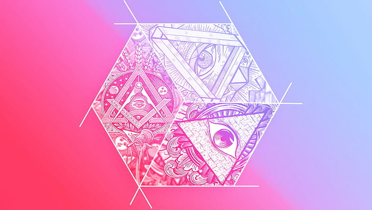 hexagon, Illuminati, 3D, HD wallpaper