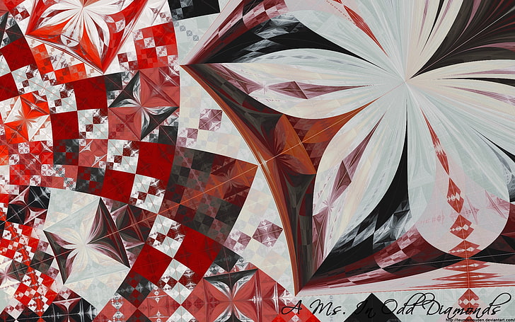 fraktal, segi enam, segitiga, seni digital, 3D, berlian, pola, abstrak, Wallpaper HD
