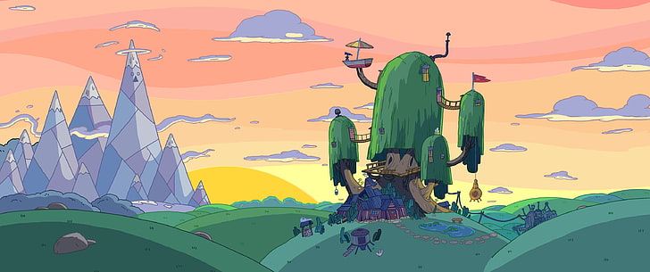 Adventure Time Tree Fort, arte digital, hora da aventura, HD papel de parede