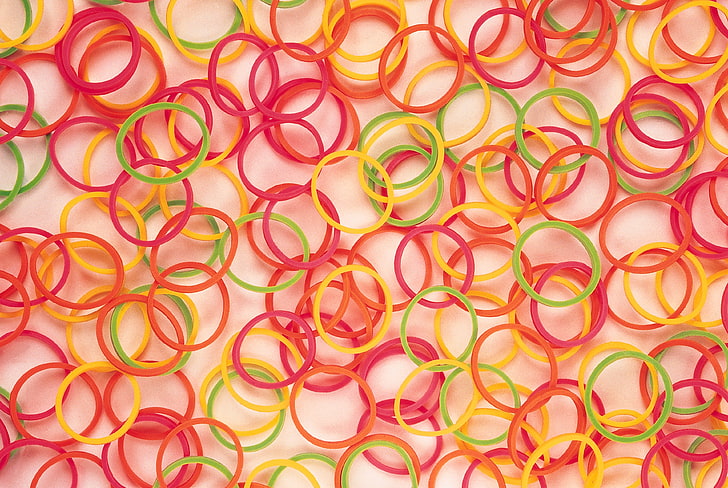 assorted-color loom bands, rings, rubber, background, heap, HD wallpaper