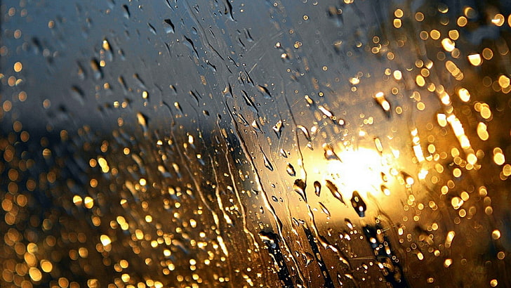 water, window, light, glass, waterdrops, drops, sky, moisture, raindrops, night, rain, stock photography, evening, HD wallpaper