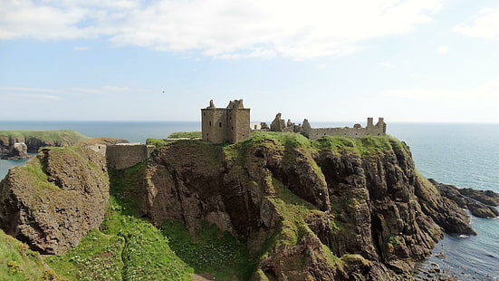 zamek Dunnottar, szkocja, zamek, europa, aberdeen, stonehaven, klif, skała, wielka brytania, wielka brytania, Tapety HD HD wallpaper