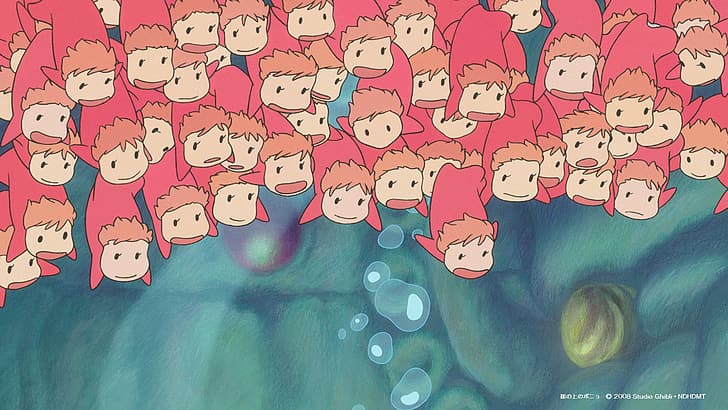 Studio Ghibli, Movie Screenshots, anime, Ponyo (Movie), ponyo, underwater, animated movies, HD wallpaper