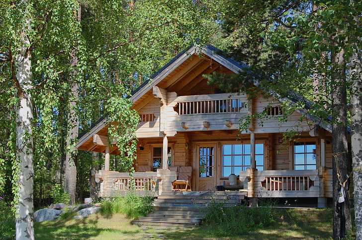 brown wooden house, nature, comfort, house, Wallpaper, home, interior, wooden, HD wallpaper