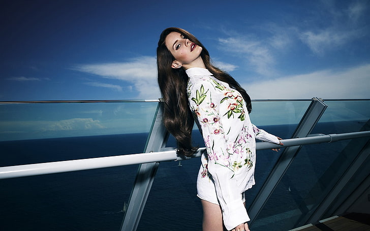 Lana Del Rey, celebrità, cantante, donne, balcone, bruna, Sfondo HD