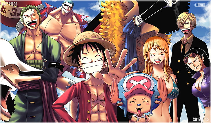 Anime, One Piece, Brook (One Piece), Franky (One Piece), Monkey D. Luffy, Nami (One Piece), Nico Robin, Sanji (One Piece), Tony Tony Chopper, Usopp (One Piece), Zoro Roronoa, Sfondo HD